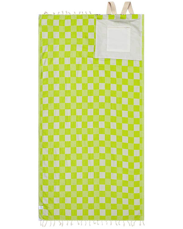 Checker Towel Bag  – Lime