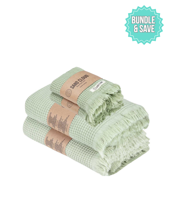 Micro Waffle XL Bath Bundle – Sage