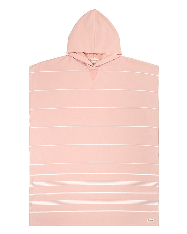 Classic Stripe Hooded Poncho – Misty Rose